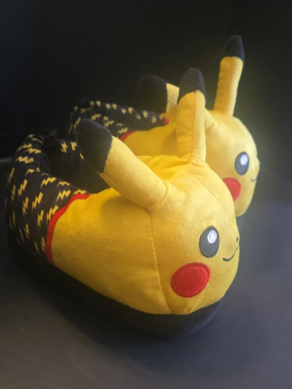 Pokemon Pikachu Plush Slippers - Yellow with Red Cheeks